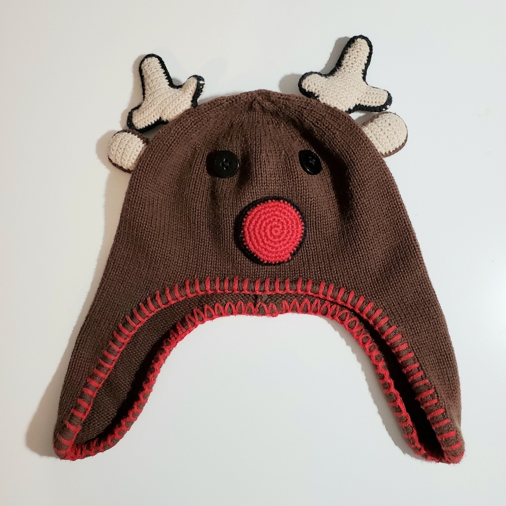 Hanna Anderson knitted winter Rudolph hat